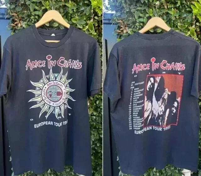 T-Shirt 1993 Alice In Chains Dirt European Tour Shirt 2 Sided Reprint
