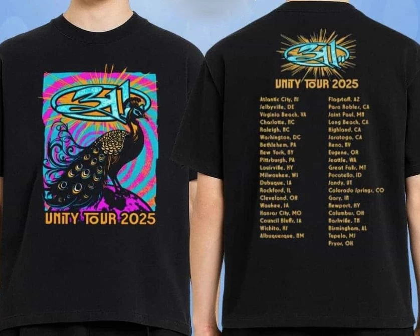 311 Band Unity Tour Dates List 2025 Exclusive Psychedelic Peacook Shirt T-Shirt