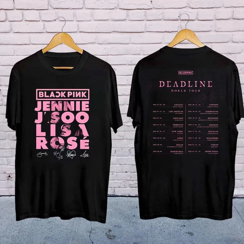 Black Pink Signatures Shirt, Black Pink Deadline Tour 2025 T-Shirt