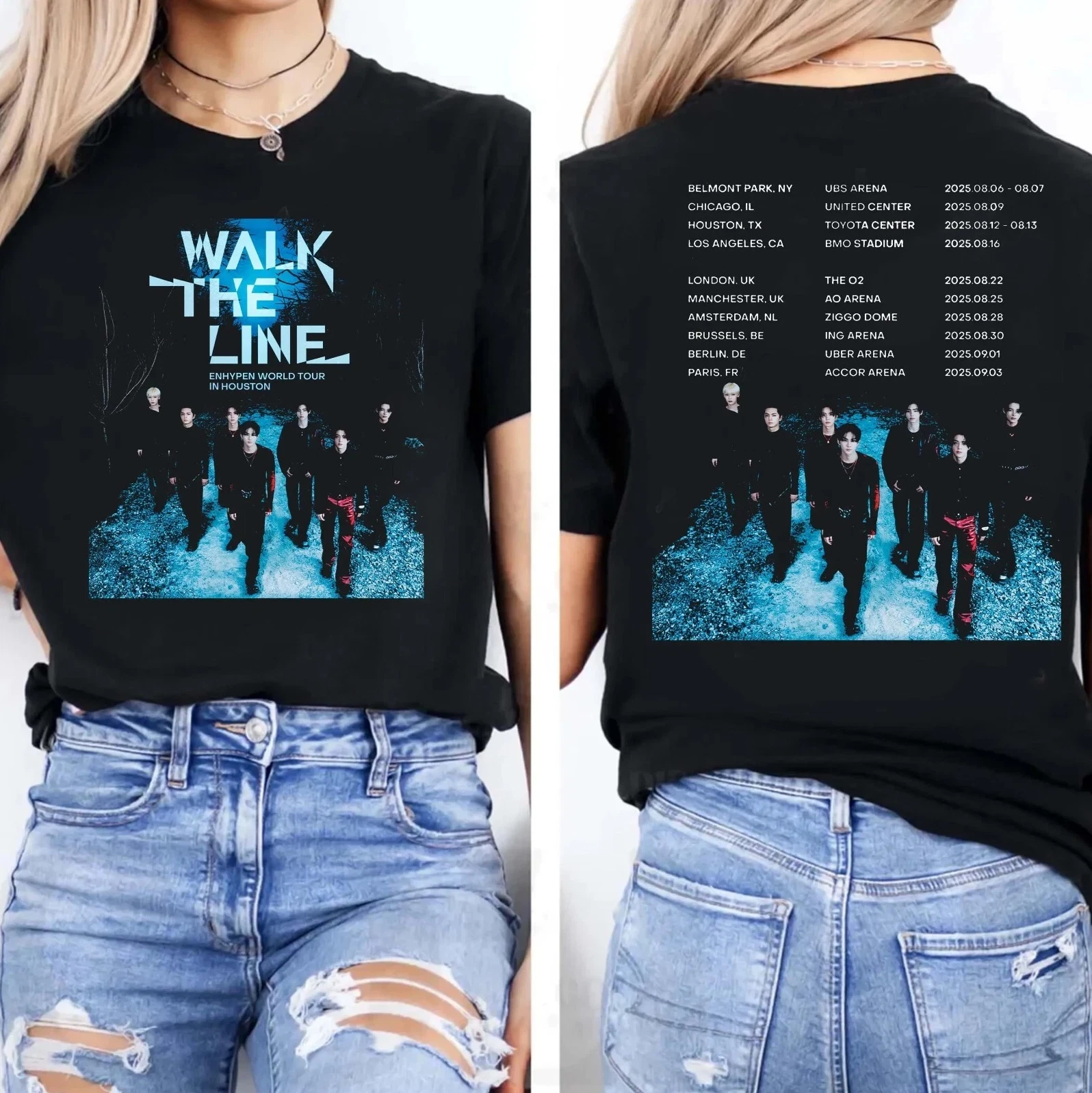Enhypen World Tour Walk The Line In U.S & Europe Enhypen 2025 T-Shirt
