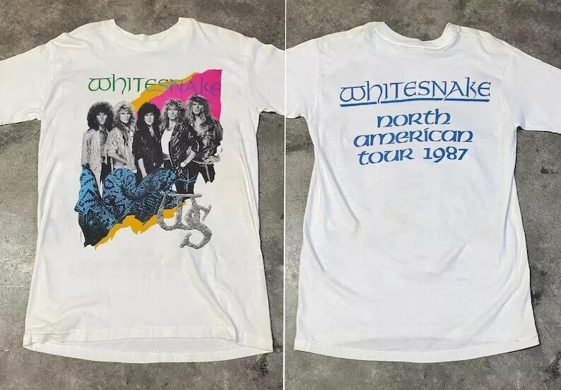 Whitesnake Tour 1987 T-Shirt - 80S Whitesnake Hard Rock Band Tour Concert Shirt