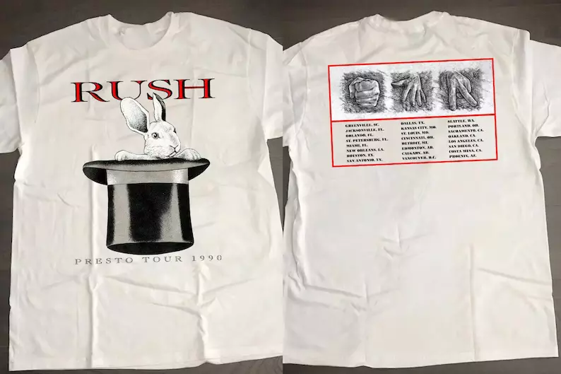 1990 Rush Rabit Presto North America Tour T-Shirt, Rush Band T-Shirt