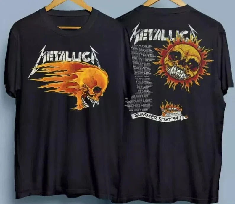 Vintage 1994 Metallica Summer Pushead Tour Dates T-Shirt
