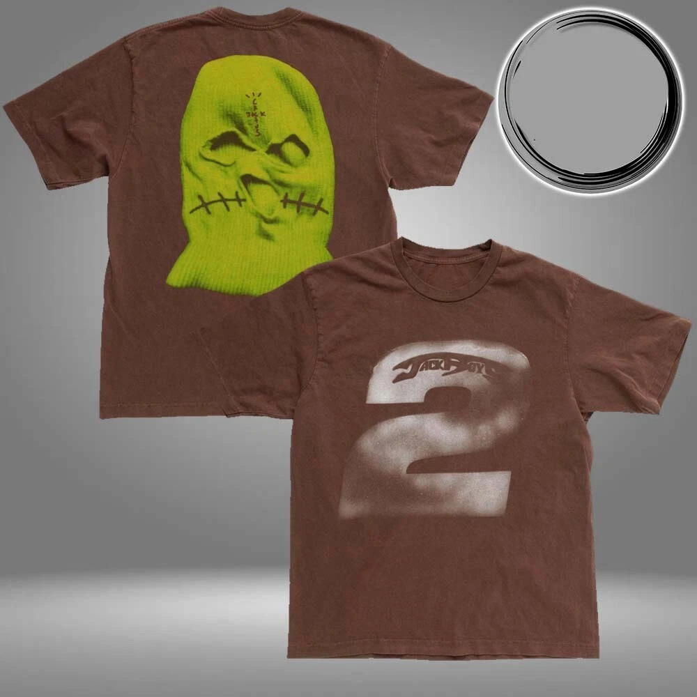 Travis Scott Cactus Jack New Album Jackboy2 Green Mask Horror 2 Sided T-Shirt
