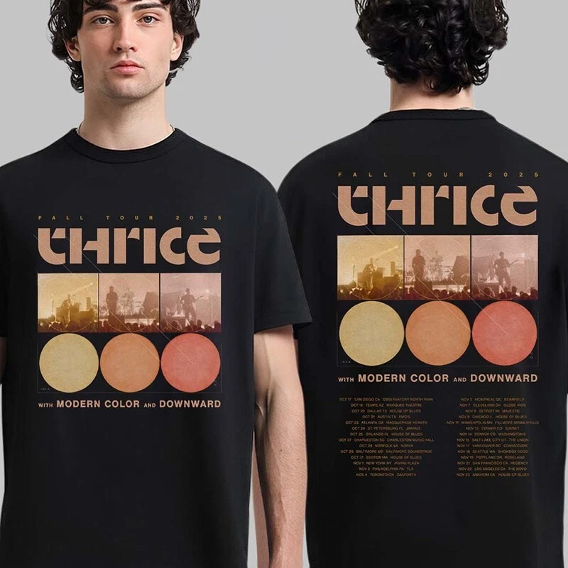 Thrice Fall Tour 2025 Cities Dates Schedule Two Sided T-Shirt
