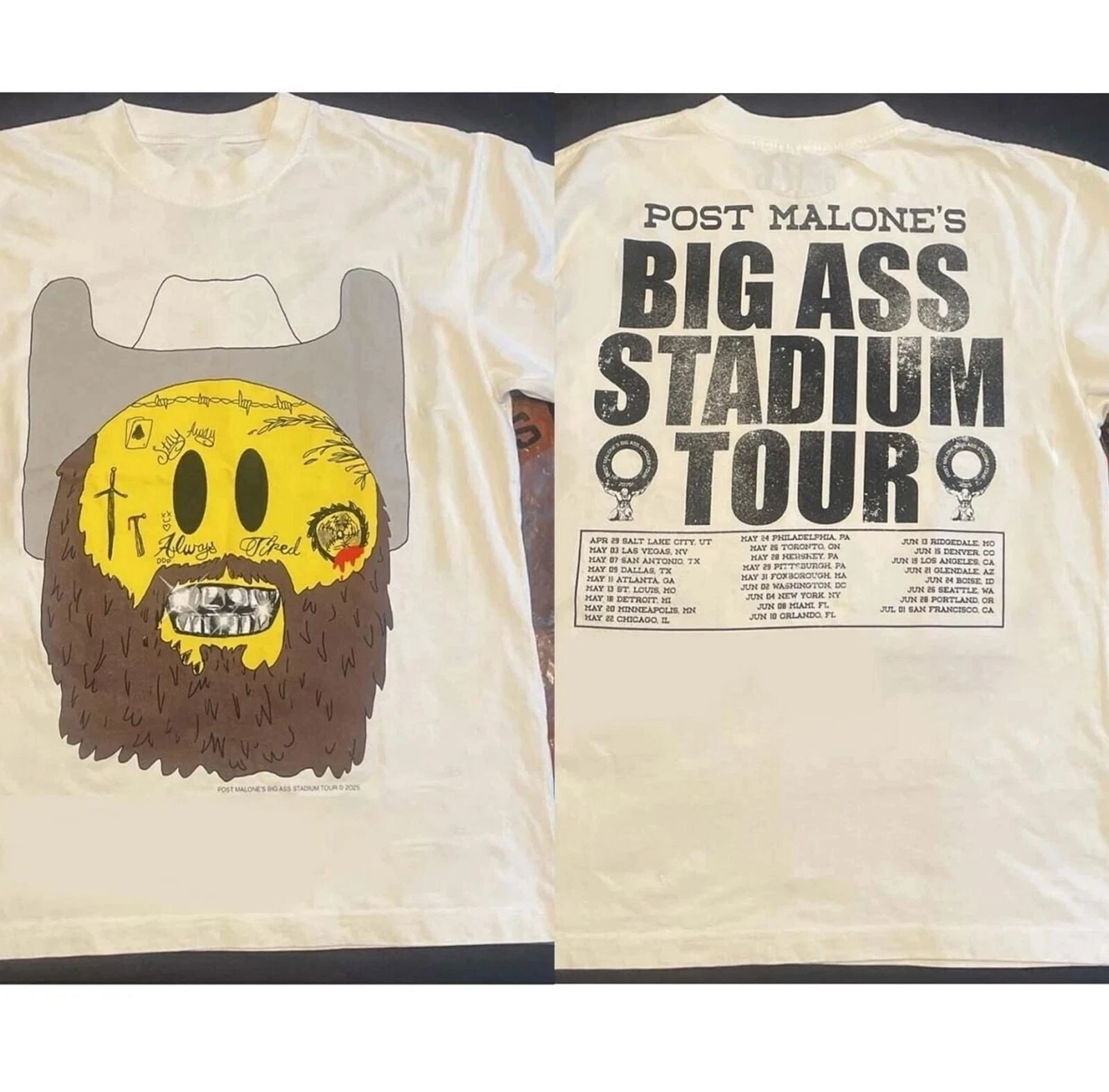 Post Malone Jelly Roll Tour Merch Big Ass Stadium Tour 2025 T-Shirt