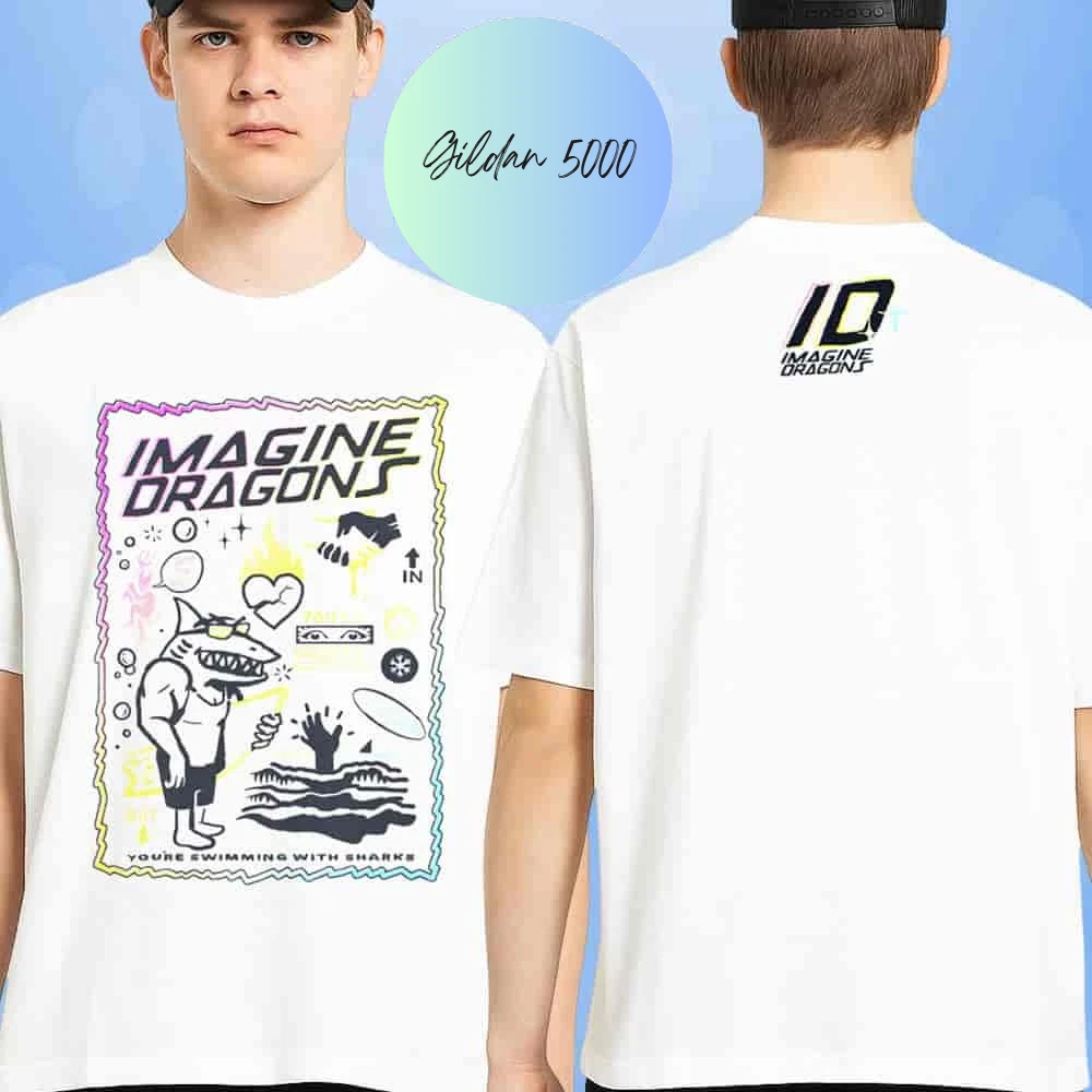 Imagine Dragons Summer Collection 2025 Sharks Graphic Beach Shirt T-Shirt