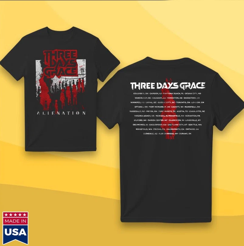 Three Days Grace Alienation 2025 Tour T-Shirt