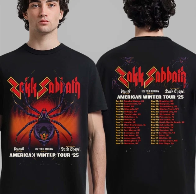 Zakk Sabbath American Winter Tour 2025 Schedule Tour Dates Spider T-Shirt