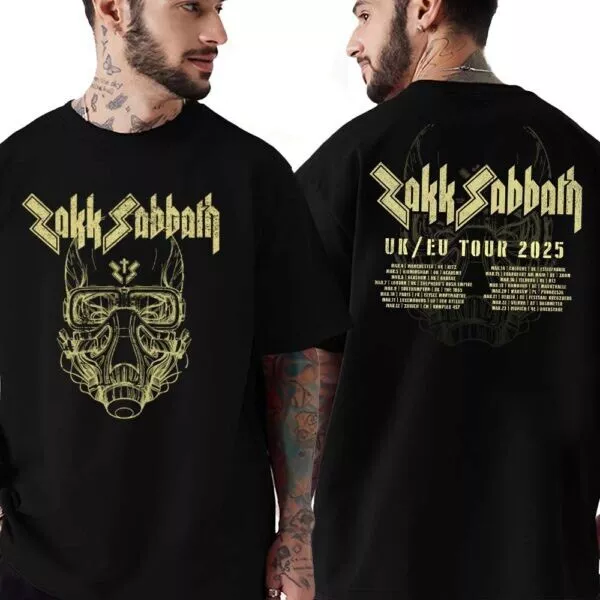 Zakk Sabbath Tour 2025 Dates List Two Sides Print T-Shirt