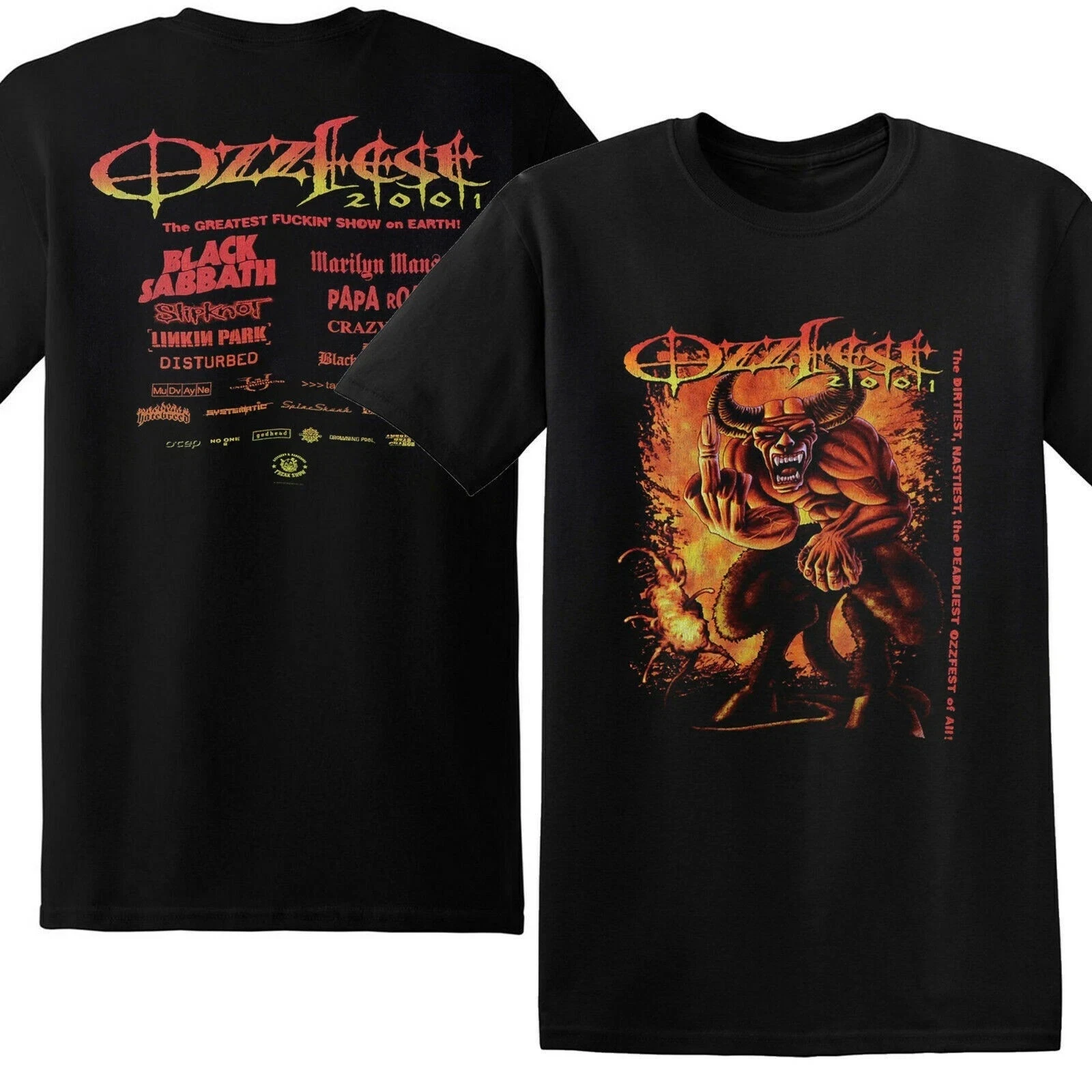 Vintage 2001 Ozzy Osbourne Ozzfest Tour Concert Rock Heavy Metal T-Shirt
