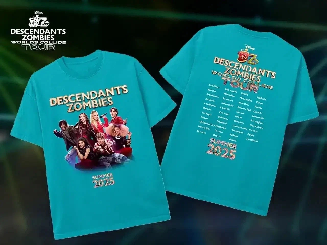 Disny Tour 2025 Descendants Zombies Worlds Collide Tour T-Shirt