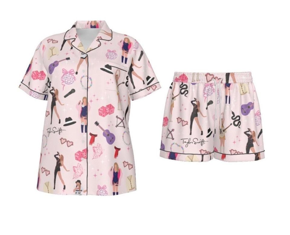 Eras Tour All-Over Print Womens Imitation Silk Pajama Set