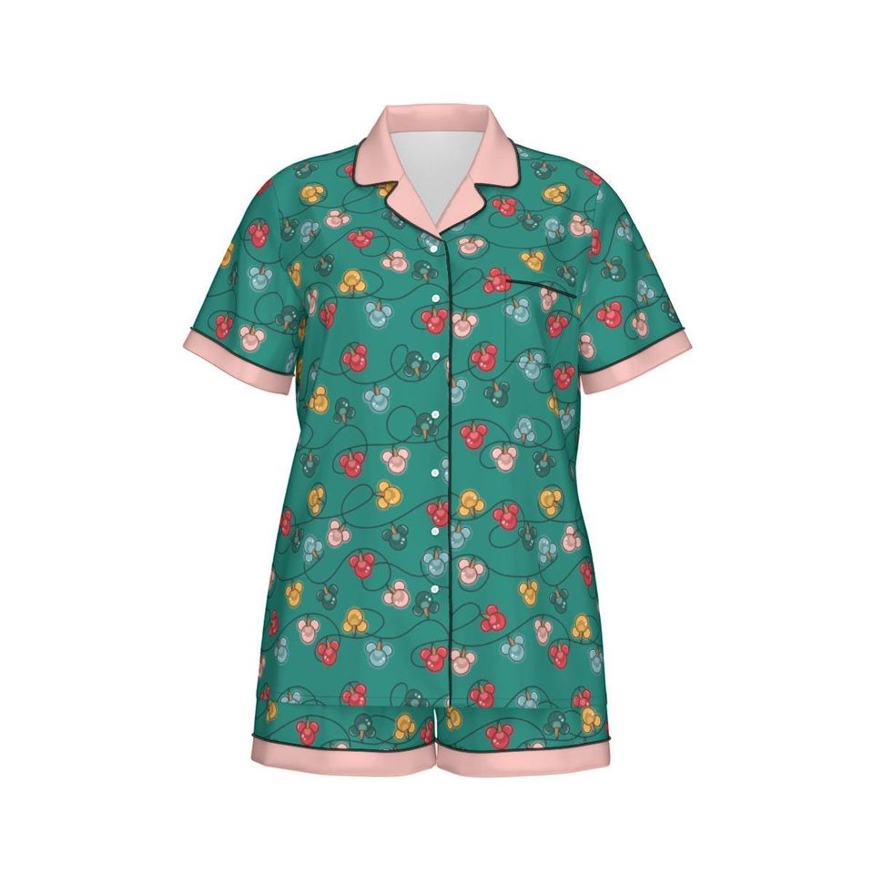 Green Inspired Ornament Women'S Short Sleeve Pajama Set