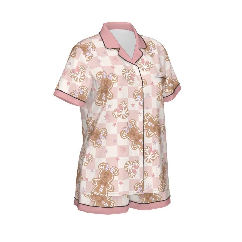 Mouse Gingerbread Women'S Pajama Set With Short Sleeve