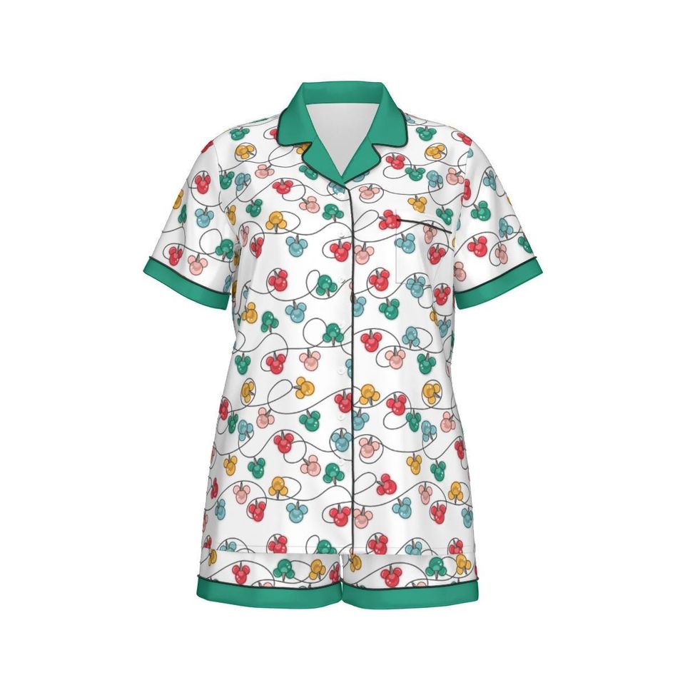 Merry Holiday Lights Women'S Pajama Set With Short Sleeves