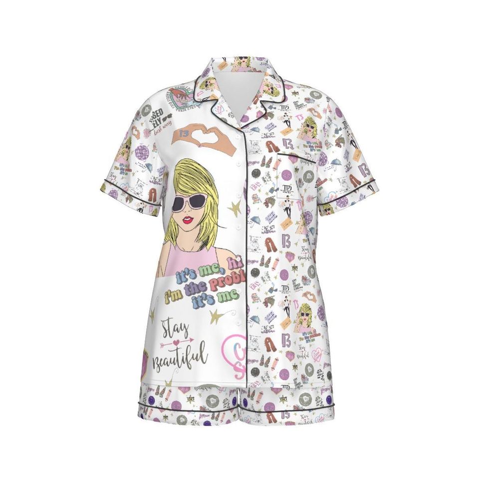 Taylor All-Over Print Women'S Pajama Set With Short Sleeve
