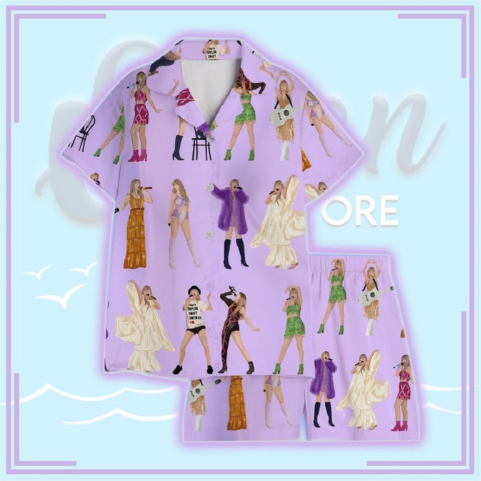 Cool Short Pijamas Purple Set Taylor - The Eras Tour Short Pajama Set