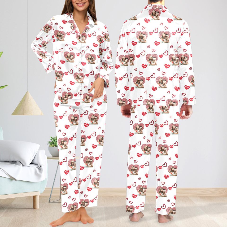 Personalized Missing Piece Pajama Set, Customized Face Pajamas