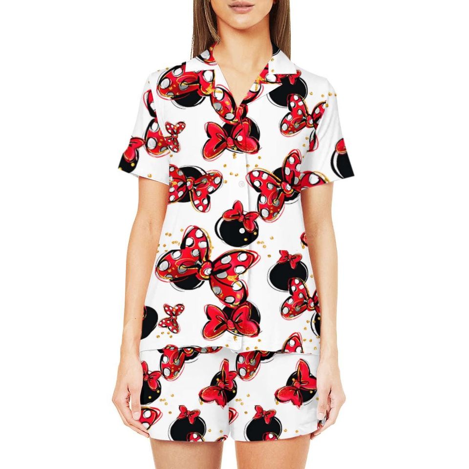 Minnie Bows Coquette Pajama Set | Disney Holiday Pajama | Matching Family Pjs