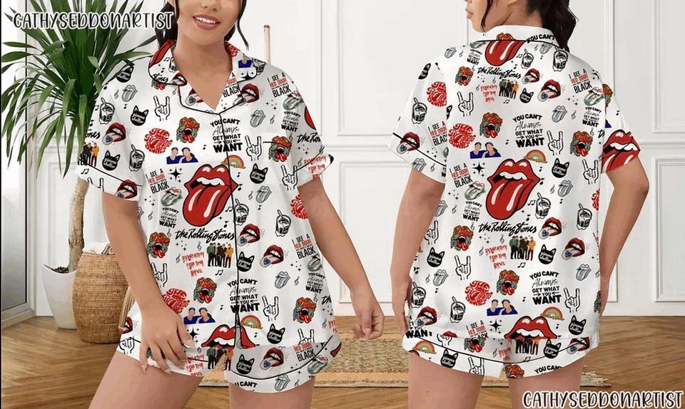 Rock Band Pajama Set The Rolling Inspired Sleepwear