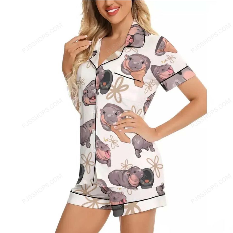 Moo Deng Pajama Set Soft, Playful, And Uniquely Cozy