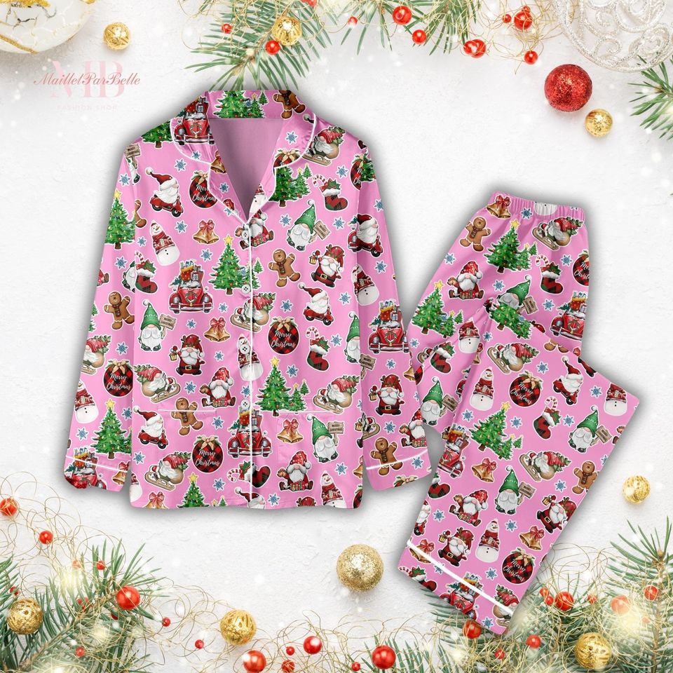 Cute Santa Valentine Pajama Set, Matching Pajama Set, Funny Santa Pajama Set, Valentine Pajamas