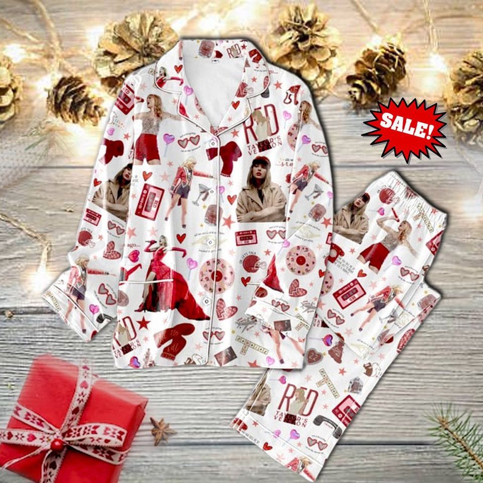 Red Taylor Pajama Set, Eras Tour Pajama Set, Swif.Tie Pajama Set