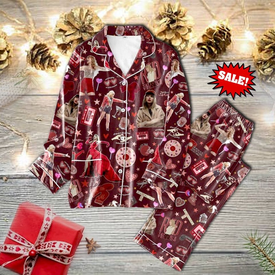 Taylor Red Pajama Set, Taylor Eras Tour Pajama Set, Swift Pajama Set