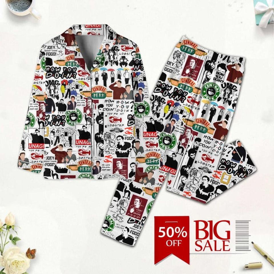 Friends Tv Show Christms Pajama Set, Holiday Pajama Family, Friend Tv