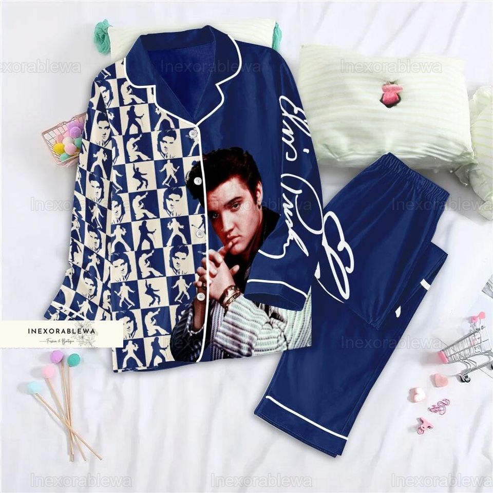 Elvis Presley Pajama Set, Elvis Presley Pajamas, Elvis Presley Holiday Pajamas
