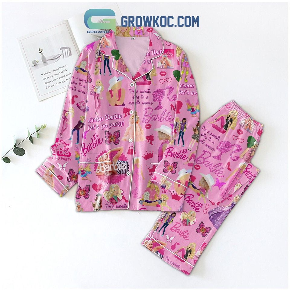 Let'S Go Party Come On Barbie Pink Design Pajama Set
