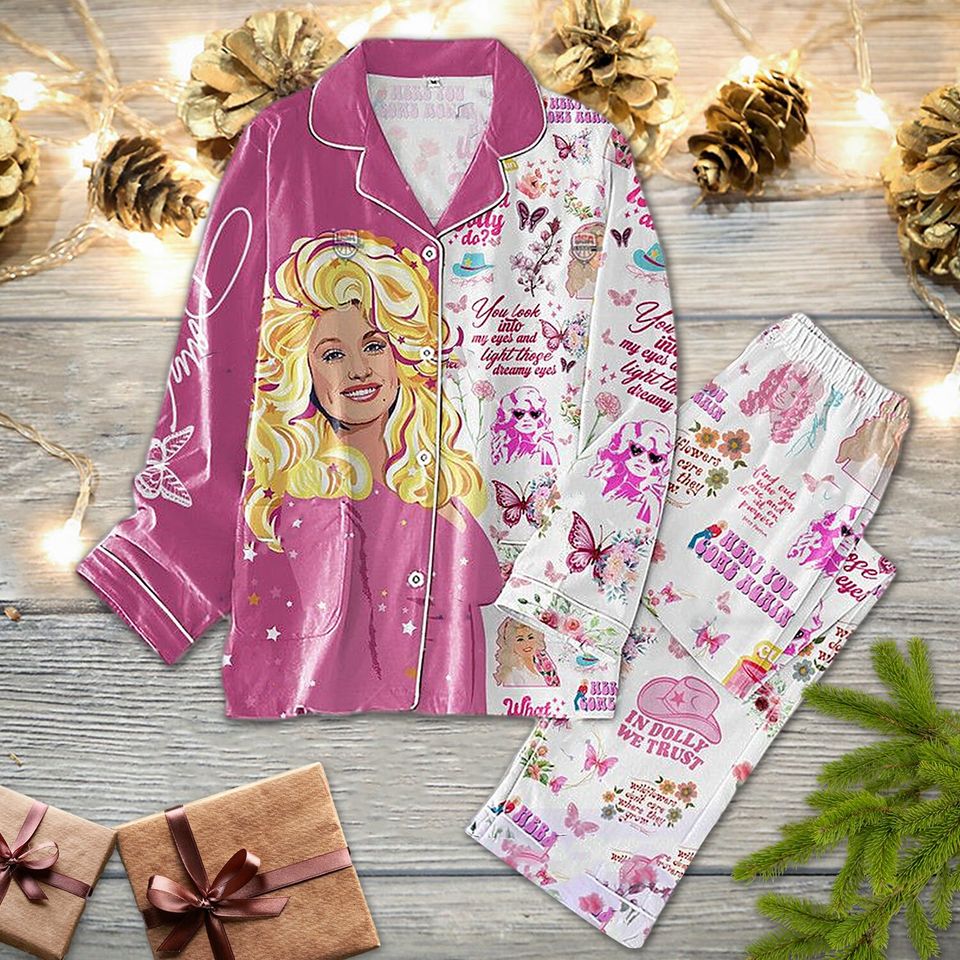 Have A Holly Dolly Pajama Set, Retro Dolly Parton Pajama