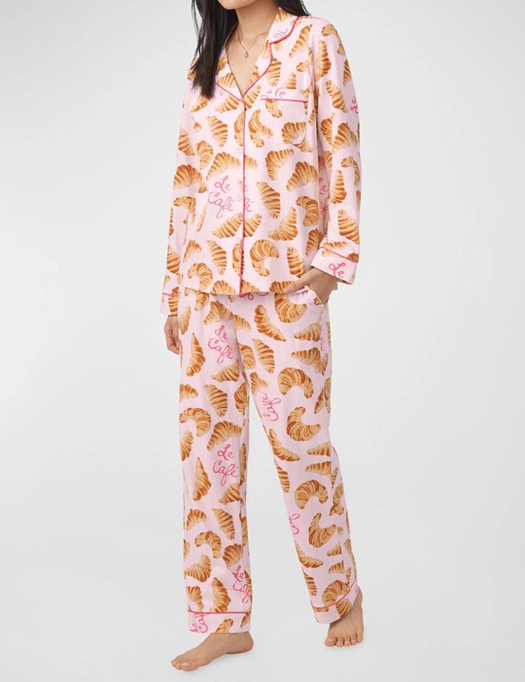 Le Cafe Croissant Pajama Set, Fall Coffee Shirt