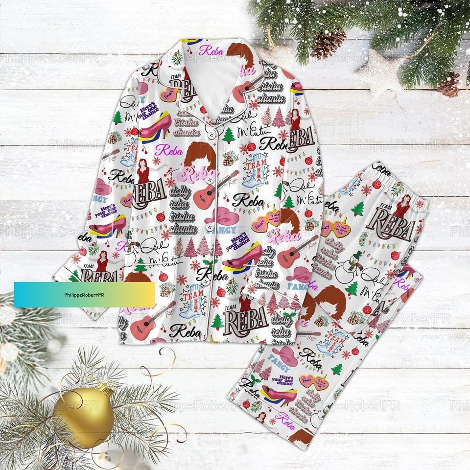 Reba Mcentire Pajama Set, Dolly Reba Xmas Pajama Set