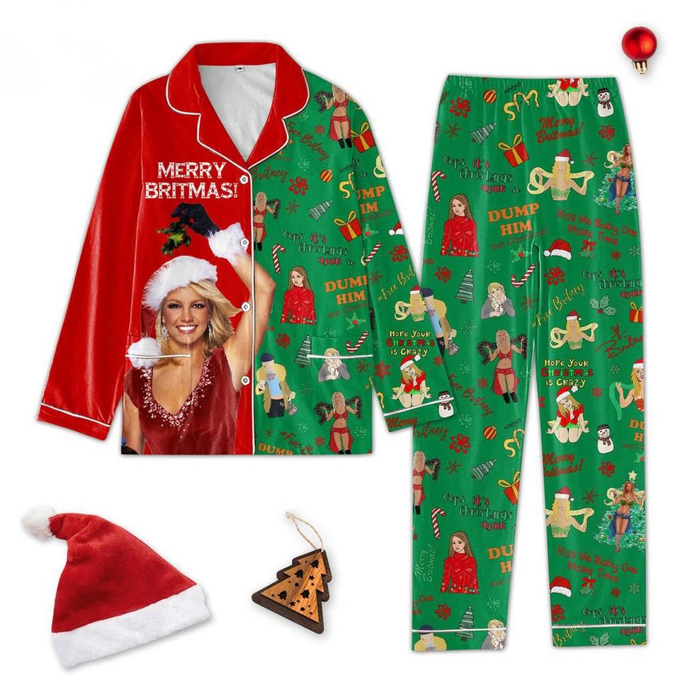 Merry Britmas Pajama Set, Britney Spears Holiday Pajamas, Britney Spears Pajama Set