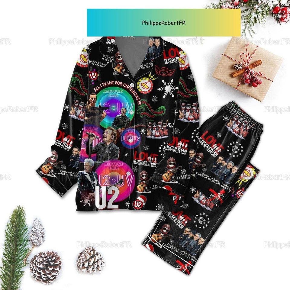U2 Las Vegas Pajama Set, U2 Achtung Baby Xmas Pajamas, U2 Uv Pajamas