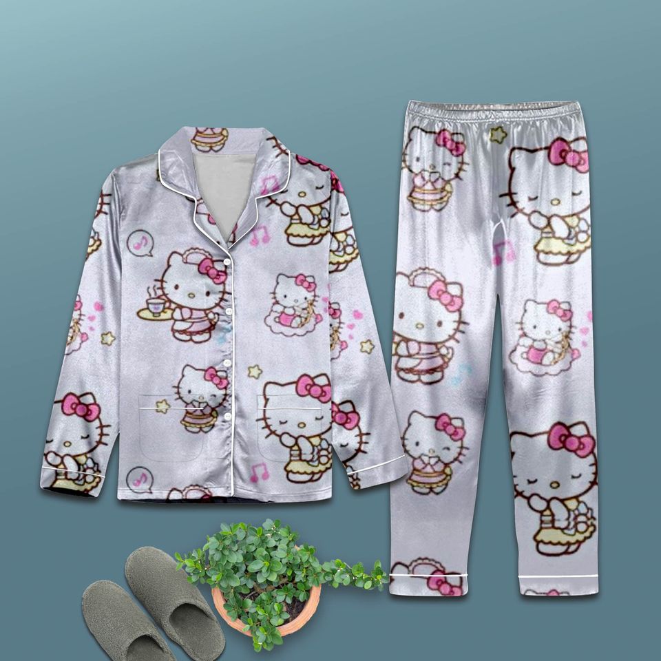 Hello Kitty Pajama Set, Xmas Sleepwear, Hello Kitty 