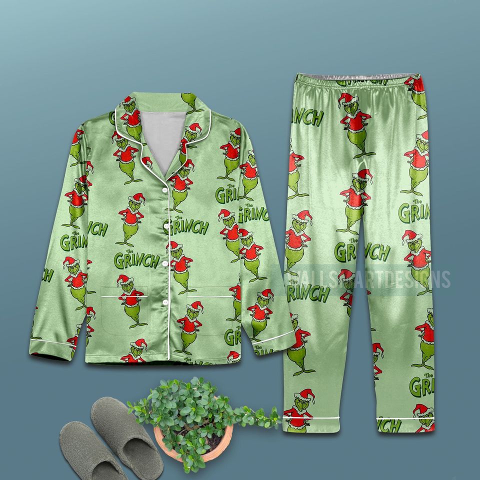 Funny Character Pattern Satin Pajama Set