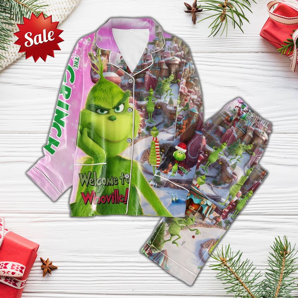 Funny Character Pajama Set, Grin Family Pajamas Set Gift For Family, Grin Holiday