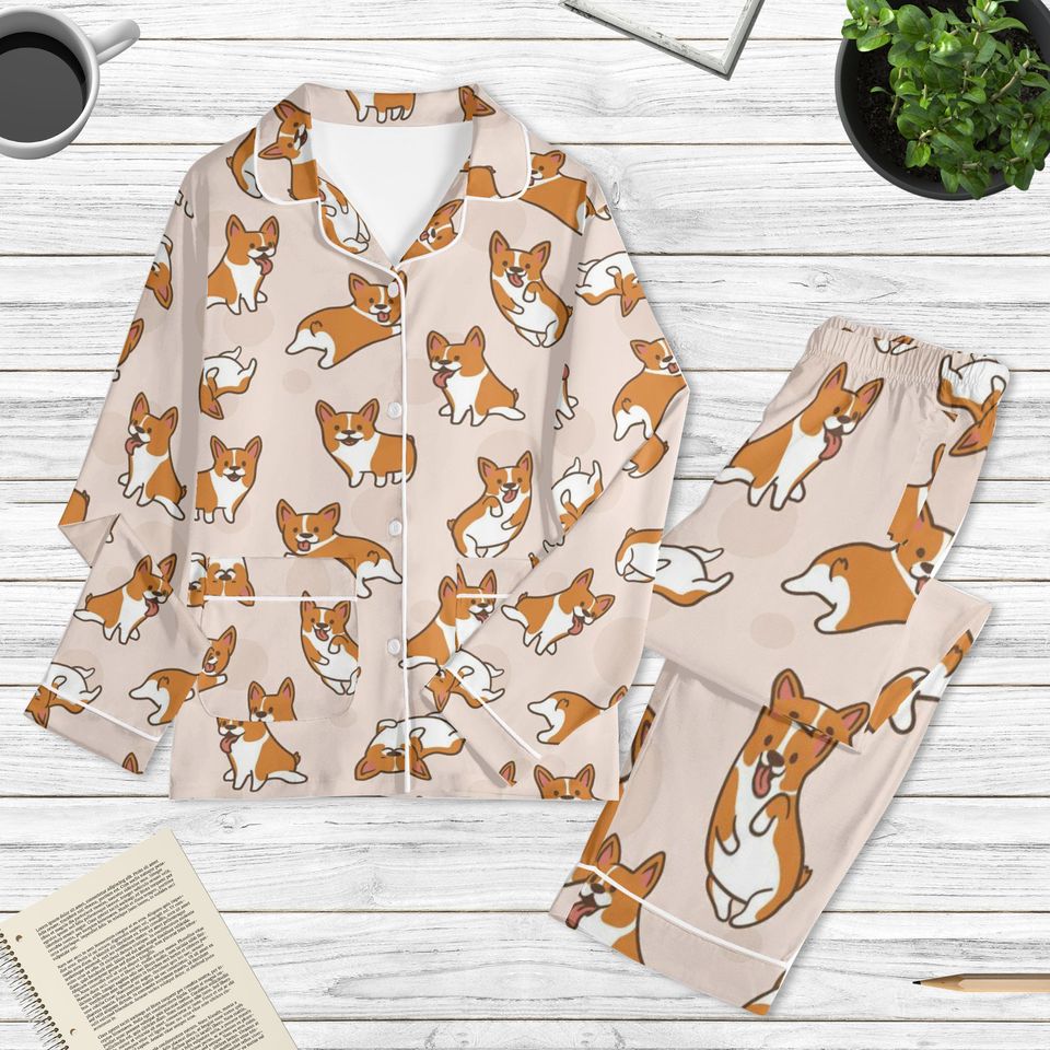 Corgi Dog Pajama Set, Corgi Dog Pajama Set