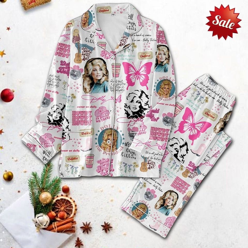 In Dolly We Trust Pajama Set, Be A Dolly Women Pajamas, Queen Of Country Xmas