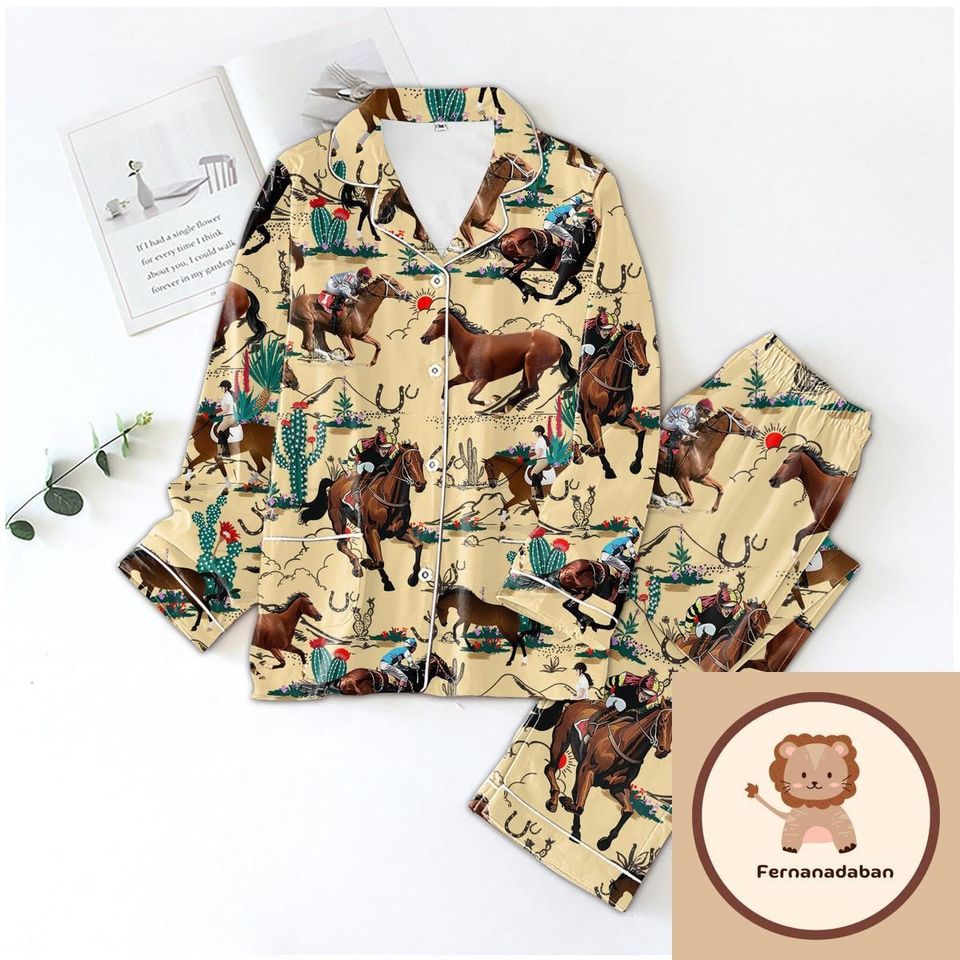 Horse Pajama Set, Cowboy Pyjamas, Horse Lovers Pajama Set