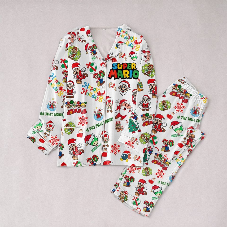 Super Mario Pajama Set, Mario Gaming Pajamas, Gamer Pajamas