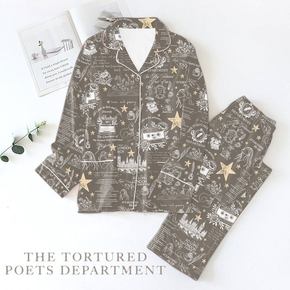 Vintage Taylor Women Pajama Sets, Album Music Pajama Set