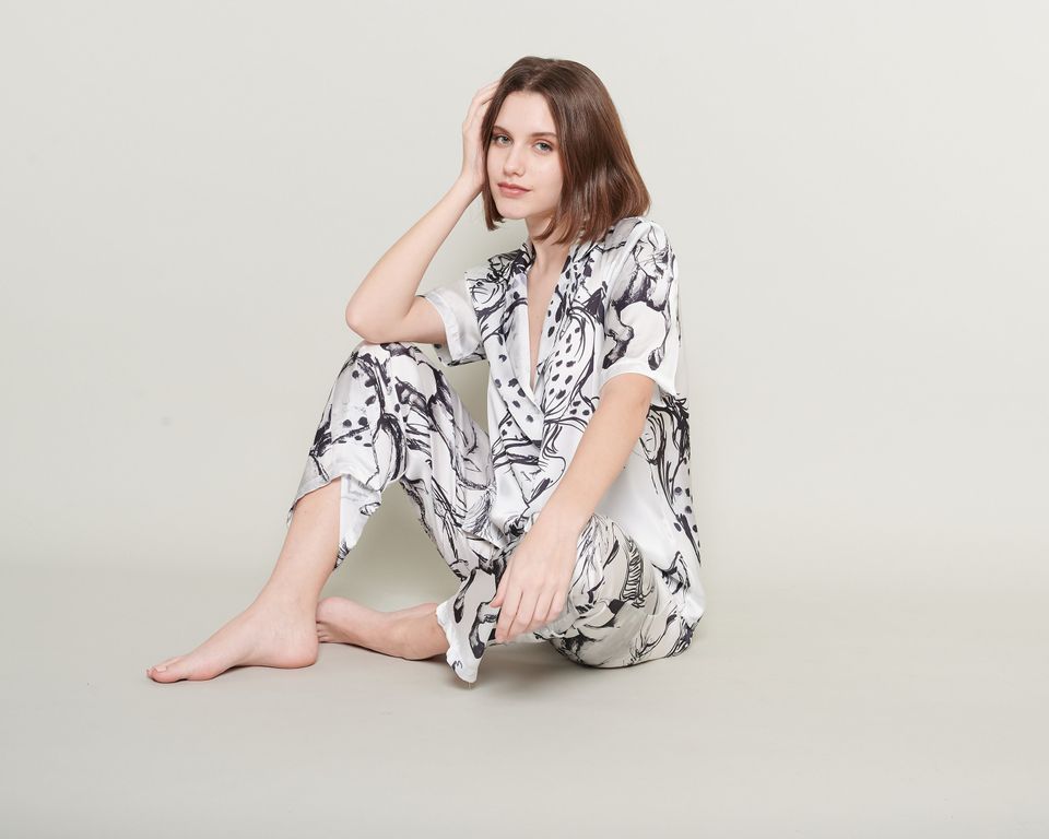 Sophisticated Safari Horse Satin Pajama Set
