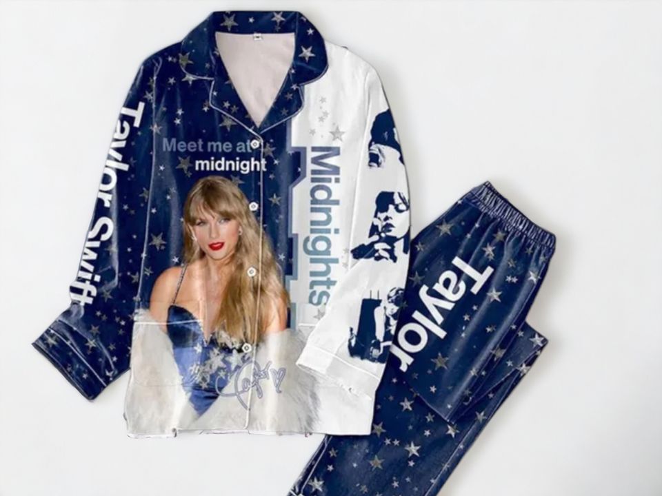 Taylor Printed Sleepwear Set For Women | Long-Sleeve Shirt & Trousers Pyjama Set Pajama Set