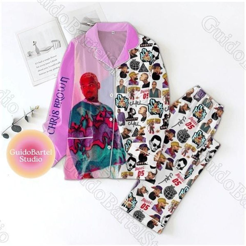 Chris Brown Pajama Set, Chris Brown Pajamas, Chris Brown Gift, Chris Brown 2025 Pajama Set