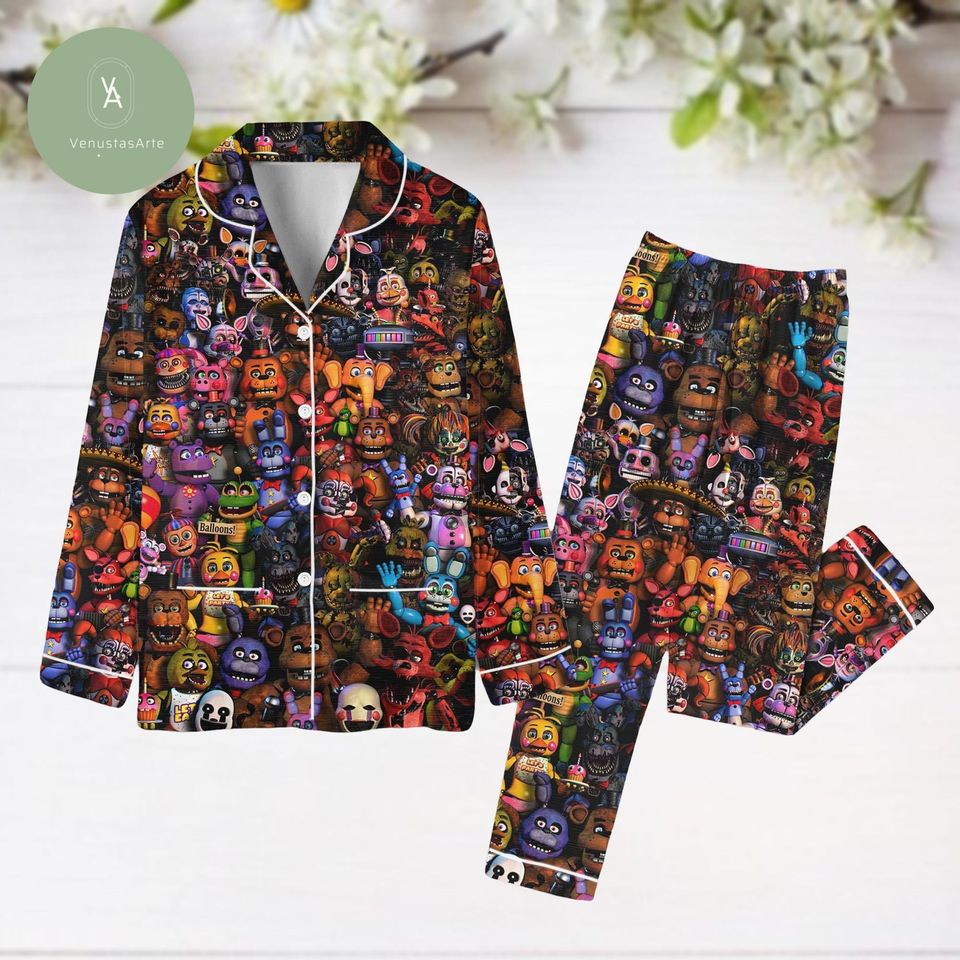 Halloween Five Nights At Freddys Pajama Set, Fnaf Womens Pajama Set