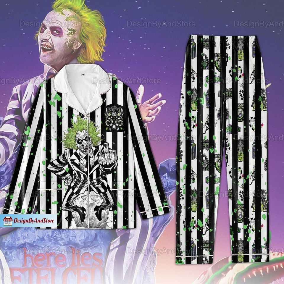 Halloween Beetlejuice Pajama Set, Beetlejuice 1988 Pajama Set, Beetlejuice 80S Movie Holiday Pajama Set